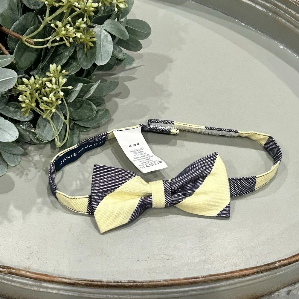 Janie And Jack Boys Yellow And Navy Striped Bow Tie‎ 4-8Y